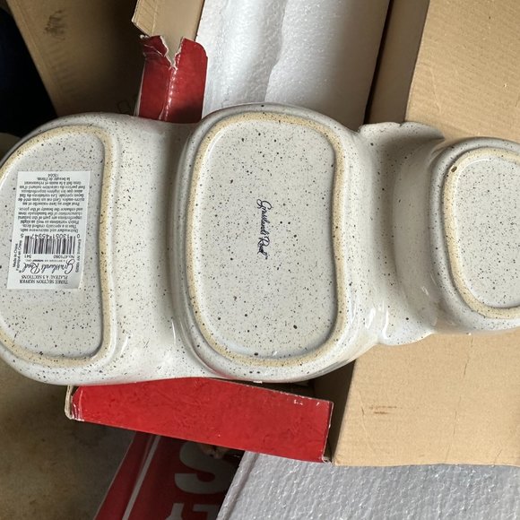 3 SECTION CERAMIC SNOWMAN SERVING DISH WITH TOOTHPICK HOLDER BY GRASSLAND ROADS - Picture 4 of 4